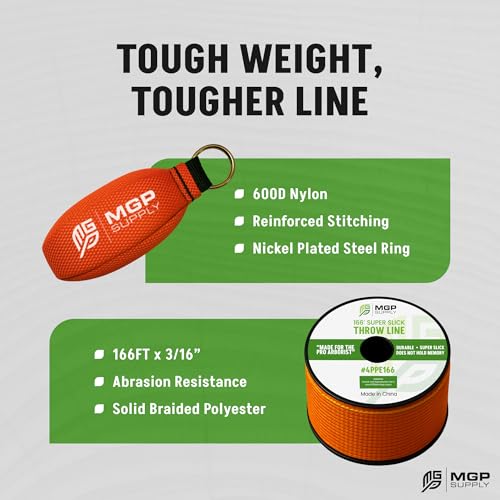 MGP Supply Arborist Wurfleinen-Set, 325 g Wurfgewicht und 50,6 m Seil, ultraglattes 100% Polyester-Seil, Baumpfleger-Ausrüstung zum Baumklettern