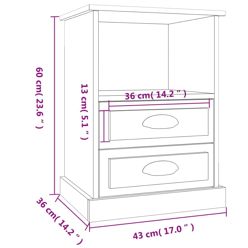 Comodino bianco in legno multistrato 43x36x60 cm con 2 cassetti e scomparto aperto, mobiletto salvaspazio per camera da letto soggiorno ufficio, design moderno e robusto