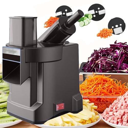 lealovengzh Cortadora AutomáTica De Verduras De 100W (Cortar En Dados, Rebanar Y Triturar) | Cortadora De Frutas Y Verduras EléCtrica, Procesadora De Alimentos, Gran Calibre: 76 * 60Mm | 330 LB/H C
