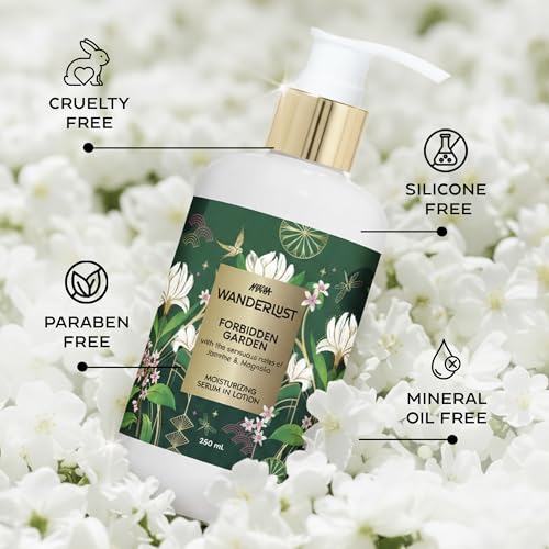 Image of Nykaa Wanderlust Forbidden Garden Moisturising Body Lotion, 250 ml |Jasmine and Magnolia | Lightweight, Long-Lasting Hydration | Vegan, Paraben-Free I Suitable for All Skin Types