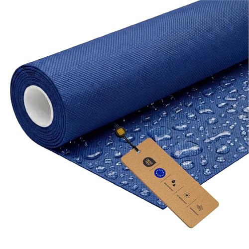LOMIQ Tissu Polyester Imperméable, 100x150 cm, Bleu, 366 g/m2, Vendu au mètre pour l'extérieur, Matériau pour Toile de store, Toile à voile, Meubles de...