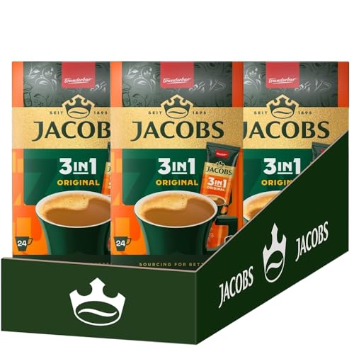 Jacobs Café Instantáneo 3 en 1 en sobres, paquete de 72