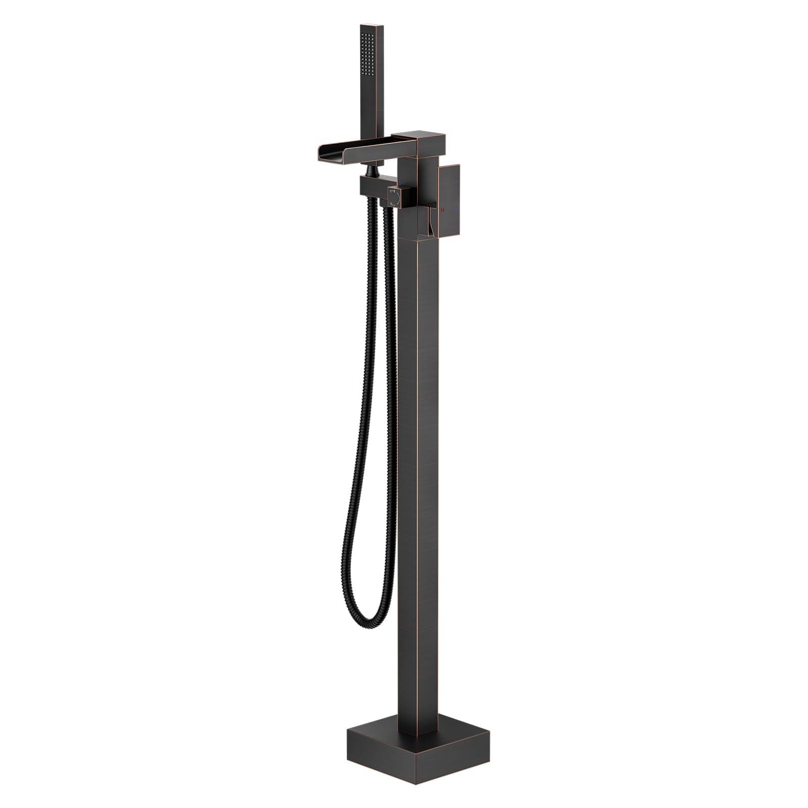 Robinet de baignoire cascade ALEASHA bronze huilé sur pied avec douchette