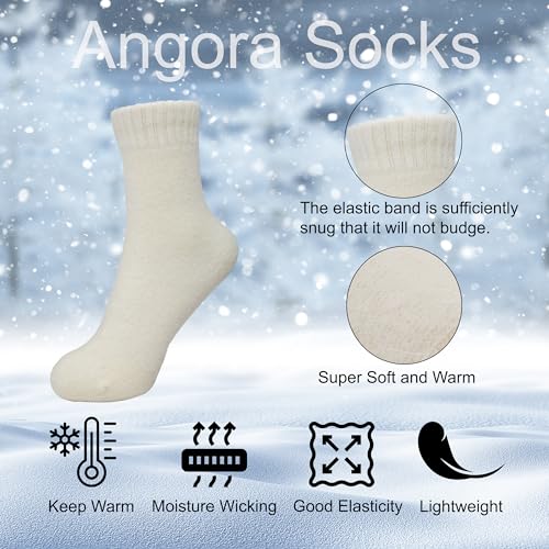 Image of 2 Pairs Plain Fuzzy Fluffy Angora Wool winter warm and soft women's socks, Christmas gift