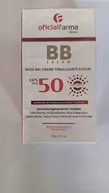 OFICIALDERMA BB Cream com Proteção Solar FPS 50, Base Tonalizante Hidratante, Ácido Hialurônico, Toque Seco, Natural, 60g