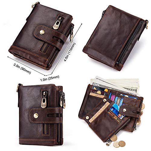 Image of boshiho Genuine Leather Bifold Chain Wallet for Men RFID Blocking