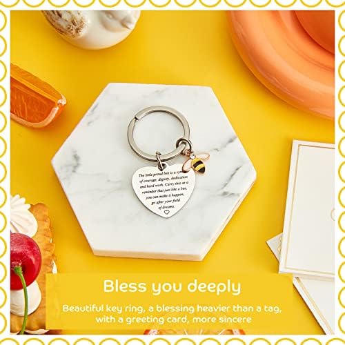 Yaomiao Bee Keyring Bee Gifts for Women Colleagues Leaving Gifts Funny Inspirational Gifts Inspirational Keyring with Wish Card and Envelope for Coworker Appreciation Gift Goodbye Farewell Gift