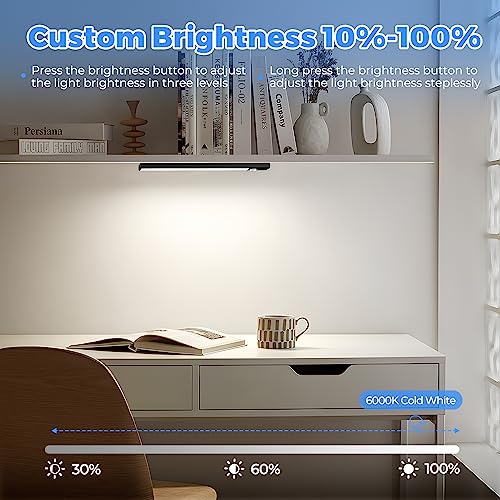 Image of 3 Pack Under Cabinet Lights, 32 LED Cold White Rechargeable Under Cabinet Lighting Motion Sensor LED Lights for Kitchen, Counter, Closet, Stairs (Black - Cold White Light, 8.07 Inch - 3 Pack)
