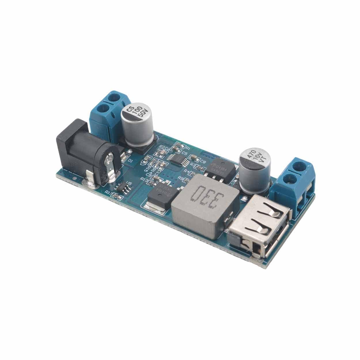 Módulo de alimentación CC reductor de 5A con chip de carga rápida USB 5