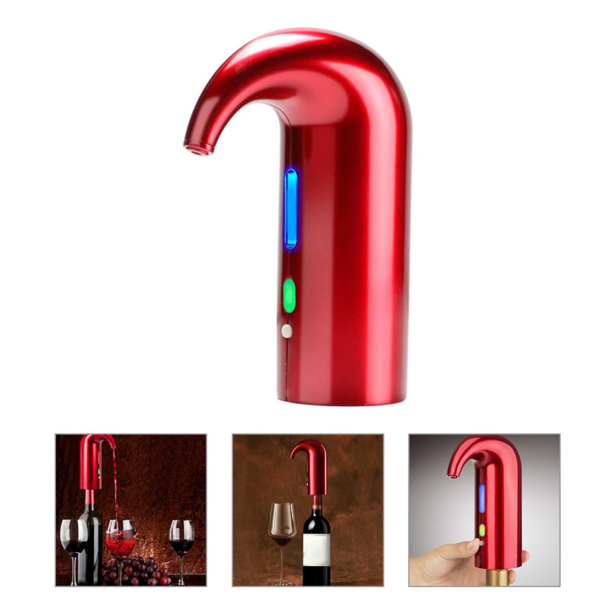 Verseur-aérateur de Vin Électrique Rouge 1500mah, Abs Silicone