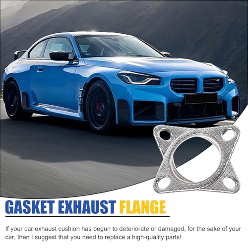 Image of 2PCS Car Exhaust Gasket, 2 Inch 2-Bolt Exhaust Pipe Flange Gasket, Standard Exhaust Gasket with Bolts & Nuts, High Temp Exhaust Manifold Gasket Replaces #120-06310-0002 (2 inch)