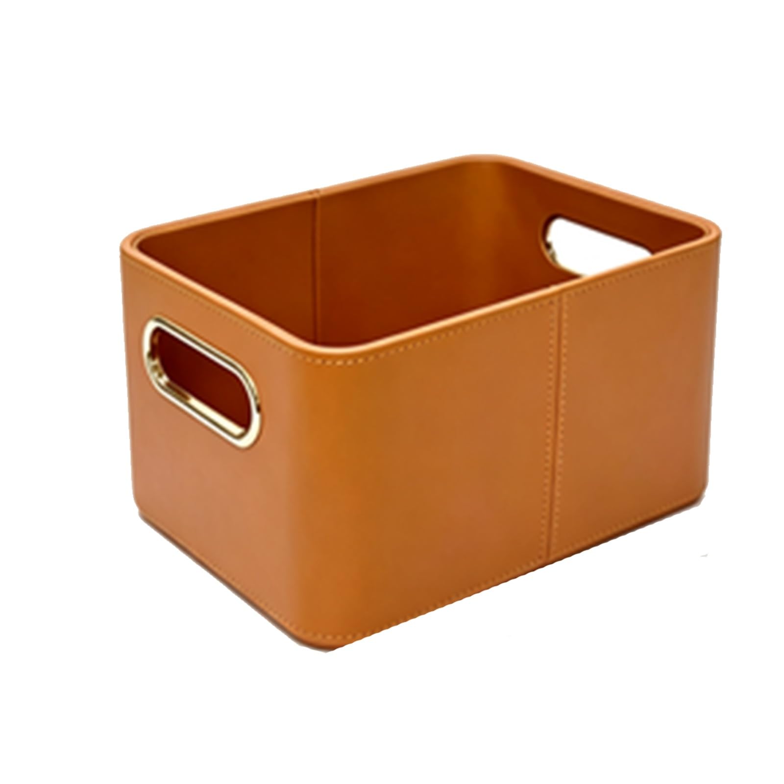 Cesta di Conservazione con Manici, Cesta di Conservazione Quadrata | Manici Metallici Traforati, Materiale Pelle Pu, Adatta Per Armadi, Uffici(Without lid Orange 32.5)