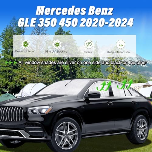 Image of KMF 10pcs Thicken Sun Shades for Mercedes Benz GLE 2020-2024 Accessories,Full Car Window Covers Sunshade for Windshield Side Rear, UV Block and Blackout Privacy for Car Camping Outdoor