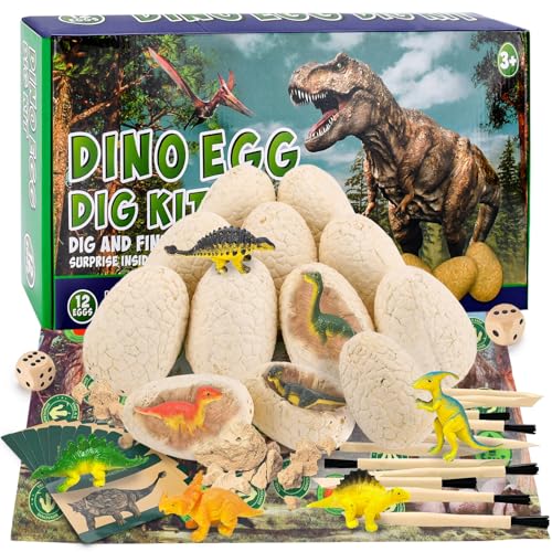 BBWELL Dinosaure Jouet Enfant, Kit de Fouilles de Dinosaures avec Oeuf Dinosaure et Primal Hatch Dino, Jeu Éducatif et Cadeau Garcon 4-10 Ans