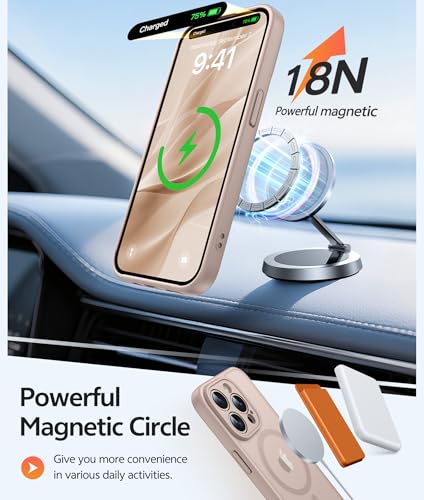 Image of FNTCASE for iPhone 15 Pro Case: [Compatible with Magsafe] Translucent Matte Cases with [Full Camera Protection] [Screen Protector] Military Grade Shockproof Protective Phone Cover - Desert Gold