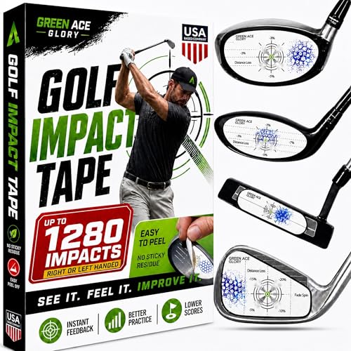 Golf Impact Tape - Club Face Strike Tape & Contact Labels - Driver Fairway Iron & Putter - Residue-Free Golf Training Aid