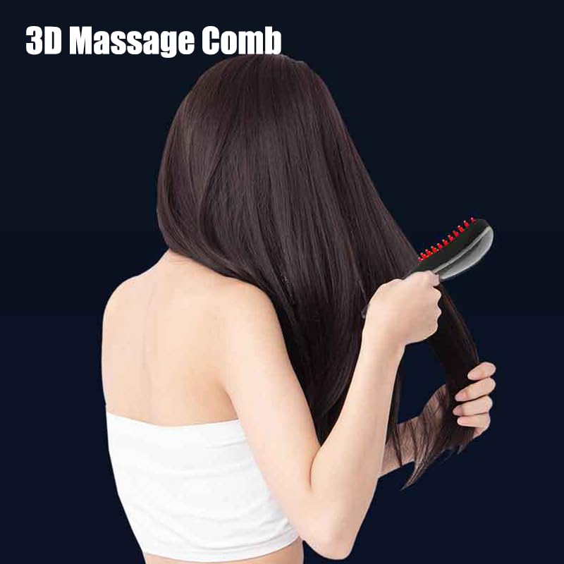 Miniatura 5 de Cepillo de pelo con luz roja, peine multifuncional, masajeador 3D para cabeza, atomización ultrasónica de vibración, peine de vapor para masaje
