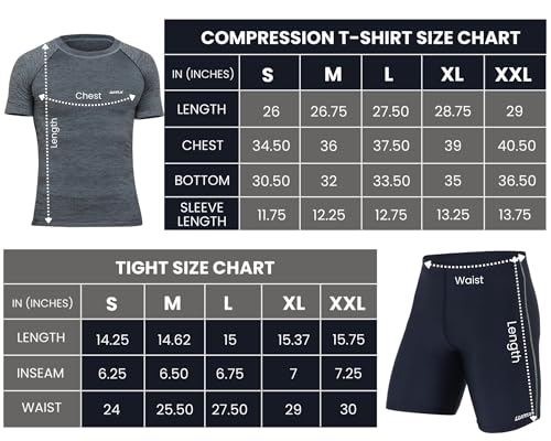 Image of WMX Athletic Men's 2 Piece Stretchy Compression Base Layer Workout Shirt Pull-On Shirt and Shorts Set