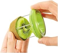 Karma Kitchen Kiwi Slicer Peeler Corer Tool - Fast Scoop for Perfect 4-Piece Kiwi Slices, Green Fruit Scooper