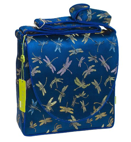I Frogee Dark Blue Dragonfly Brocade Diaper Bag/Messenger Shoulder Bag