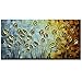 Asdam Art - Gold Daisy Oil Paintings on Canvas Budding Flowers Art 100% Hand-Painted Abstract Artwork Floral Wall Art For livingroom Bedroom Dinning Room Decorative Pictures Home Decor (20X40in)