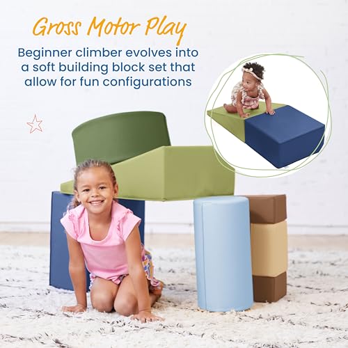 Image of ECR4Kids SoftZone Crawl and Climb Playtime Playset, Building Blocks, Earthtone, 6-Piece
