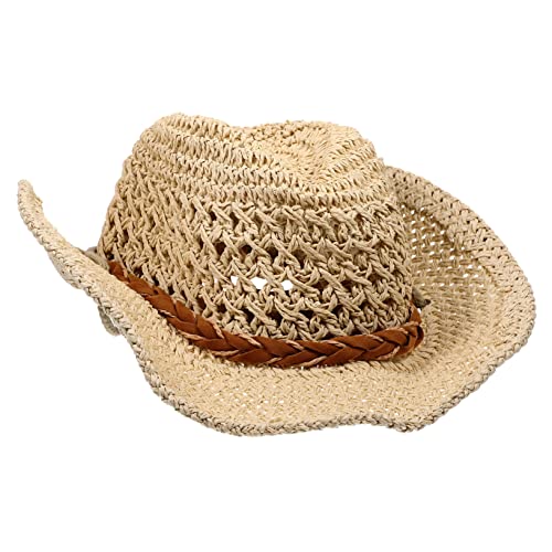 BESPORTBLE Wide Brim Straw Sun Hat Breathable Summer Beach Hat for Boys and Lightweight and Stylish Protective Headwear for Outdoor Activities Park and Vacation Beige