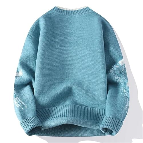 Men's Hole Design Knit Sweater Crew Neck Patchwork Pullover Fall Winter Casual Outfit3