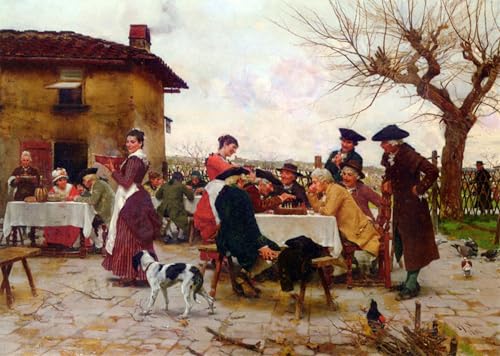 Cuadro los ajedrecistas de Raffaelo Sorbi pinturas al óleo clásicas impresiones de lienzo 60x90