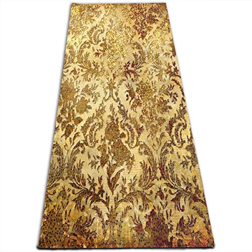 Llynice Yoga Mat Gold Floral Pattern Cool 1 4-Inch Thick Exercise Mats For Pilates,Fitness & Workout