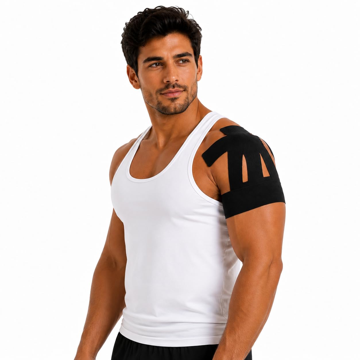 Wonder Care Athletic Kinesiology Tape Black, 5 Pcs Waterproof Sports Muscle Support Tape for Pain Relief, Injury Recovery, Athletic Training, Joint & Tendon Support, Latex-Free