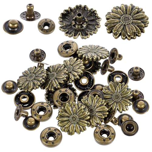 Flower Snap Buttons, 10 Sets Metal Snap Button Vintage Leather