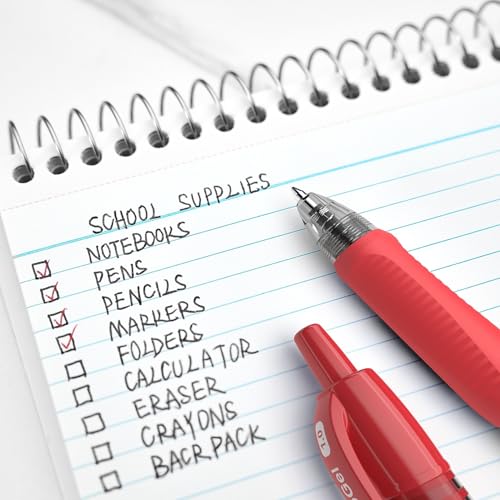 Image of STAPLES Retractable Gel Pens, Bold Point 1.0mm, Red Ink, 12 Pack - ProGel Smooth‑Flow Pens for Editing, Forms & Signatures