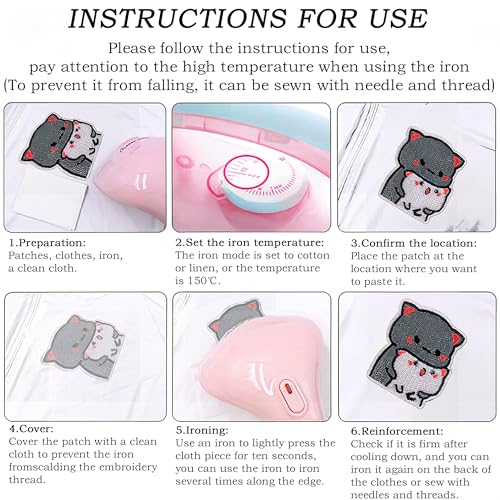 WSNDM 18 Piezas Parches ropa Termoadhesivos, Patrón de Gato Lindo, Coser o Planchar en Los Parches Apliques, Bordado Patch Sticker, Repara El de Agujero, para Ropa Camiseta Jeans Sombrero