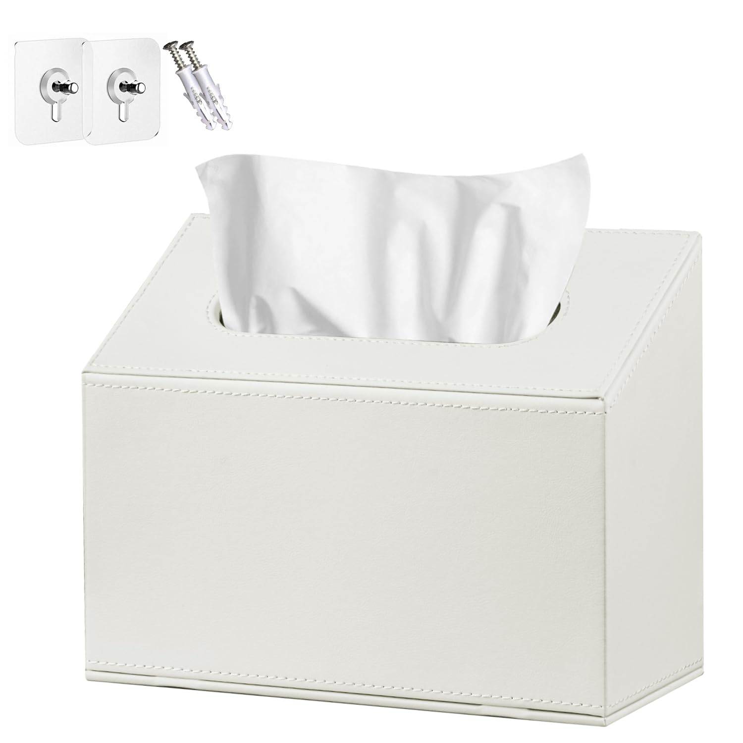 Hand Towels Box Cover PU Leather Wall-Mounted Tissue Box Cover Holder Compatible with Kleenex Disposable Paper Hand Towels
