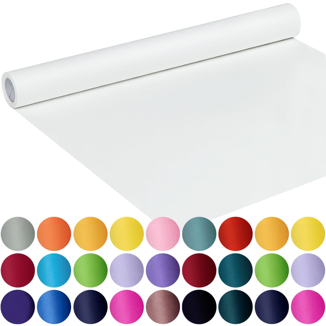 SMART&CASUAL 17.8" x 760" (63') White Kraft Craft Paper Roll for Gift Wrapping Bulletin Board Bouquet Flower Kids Art Packing Parcel Table Covering 80GSM 55LB (White, 17.8" x 63')