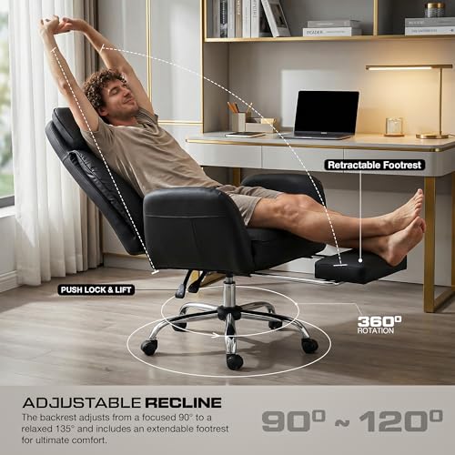 Image of DROGO Emperium Pro Ergonomic Office Chair for Work from Home 400LBS | Computer Chair for Study with High Back,Cushion Seat,Armrest, Head & Lumbar Support | Gaming Chair with Footrest & Recline(Black)