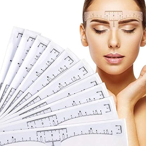 100 Pack Eyebrow Ruler, PPX Disposable Adhesive Eyebrow Sticker Microblading Ruler Stencil Guide Makeup Tool Cover