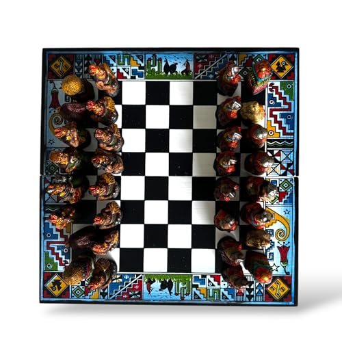 Tablero de ajedrez artesanal peruano 20x20 cm miniatura 2