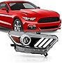 AKKON - Fits 2015 2016 2017 Ford Mustang [HID/Xenon] DRL LED Tube Projector Black Headlight Passenger Right Side Replacement