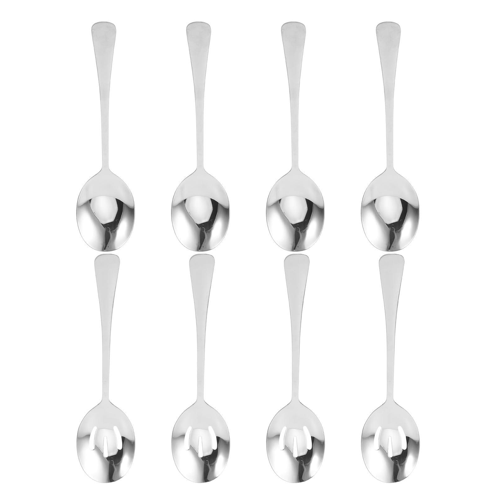 ibasenice Set di 4 posate da buffet in acciaio inox con cucchiaio forato e cucchiaio da portata - Cucchiai da portata da 21,6 cm - Posate lavabili in lavastoviglie per feste, buffet, catering e