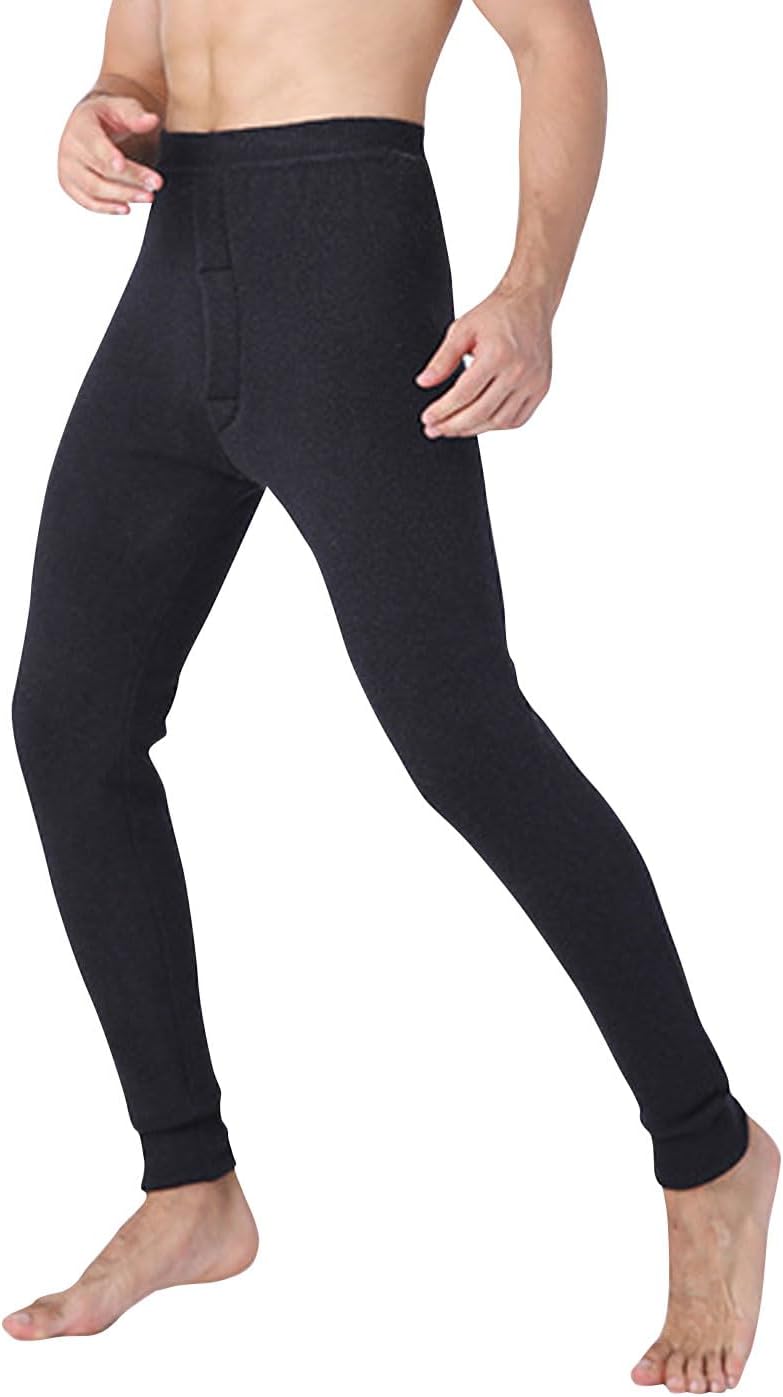 ZGZZ7 Men's Winter Thicken Sherpa Lined Long Johns Thermal Fleece Base Layer Underwear Bottoms