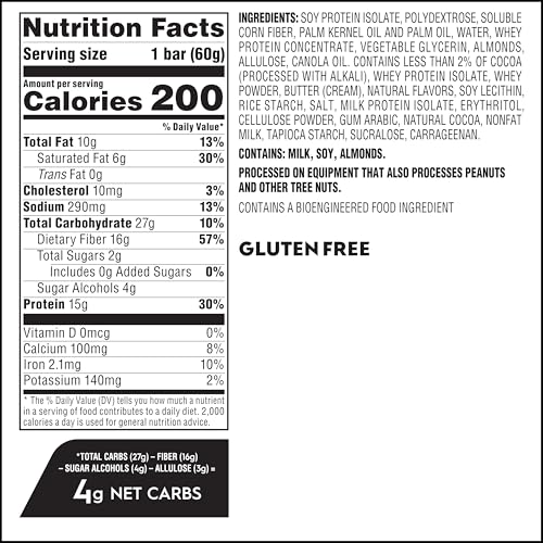Image of Atkins High Protein Bars, Brownie Delight Flavor, 15g of Protein, 4g Net Carbs, Keto Protein Bars, Low Sugar, 4 Count