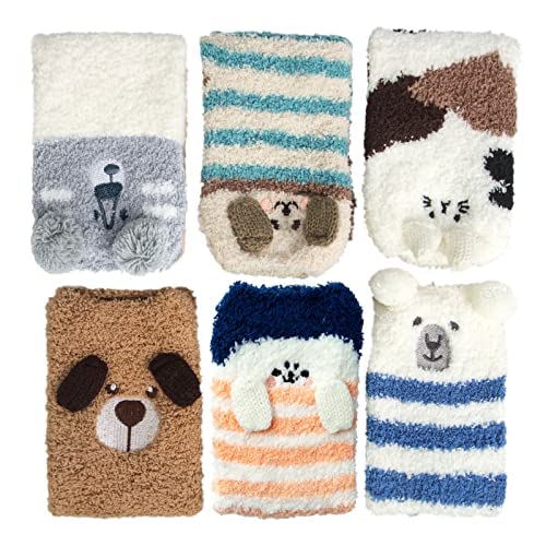 Image of Loritta 6 Pairs Womens Fuzzy Socks, Winter Warm Fluffy Slipper Socks