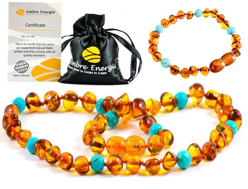 Collar de Ambar + Pulsera - De la Máxima Calidad Certificado Genuino Collar de...