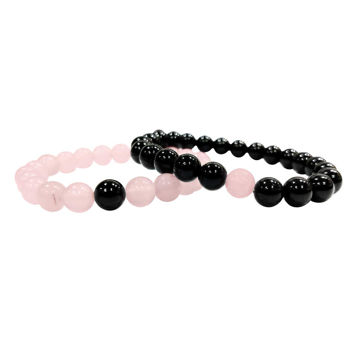 ADF Combo of Baby Pink and Black Glass Onyx Beaded Stretchable Bracelet for Women and Girls (Pink and Black) (B096KN1MG1) Amazon Price History, Amazon Price Tracker
