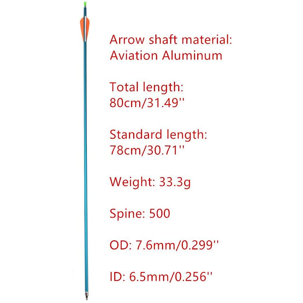Frecce In Alluminio SHARROW 12 Pezzi Spine 500 Da 31.5" E 31.69" Con Impennaggi Plastici Per Tiro Con Arco Compound E Ricurvo