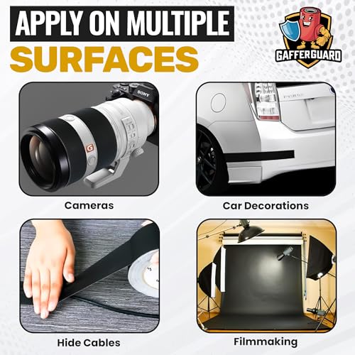 Image of Real Professional Grade Gaffer Tape 2 inch x 30 Yards, Heavy Duty Gaffers Tape, Non-Reflective, Multipurpose, Durable, Repair Tape for Books, Cars, Cables, Doors and Windows, Black