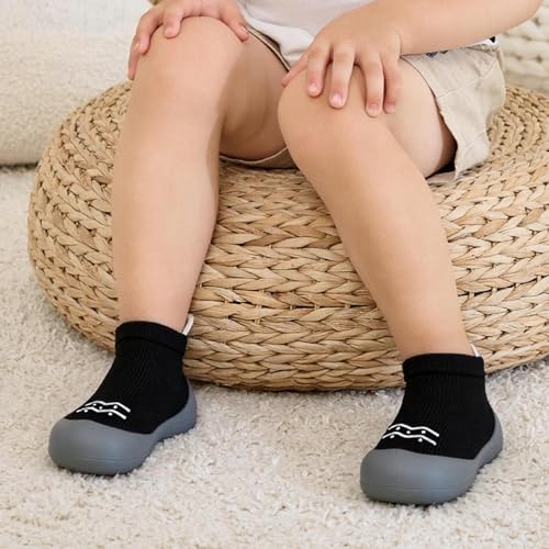 Image of Baby Sock Shoes Baby Walking Shoes Infant Non-Slip Breathable Slippers with Soft Rubber Sole Baby Boys Girls Sneakers