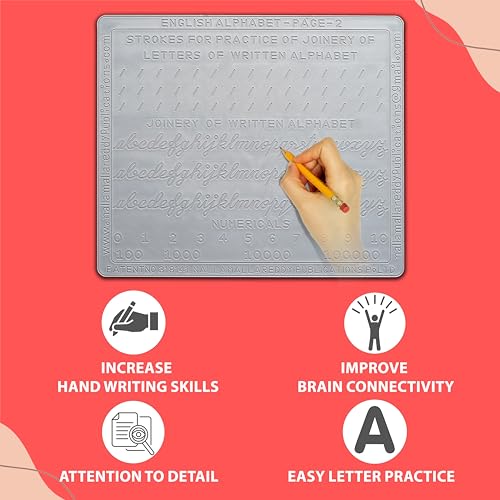 Image of English Alphabet Slate with Total Letters in Grooves in 1 Slate Front & Back for Thorough Practice by tracing with Pencil by Reading & Writing for Foundation at Early Childhood